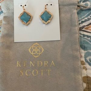 Kendra Scott aqua and rose gold earrings